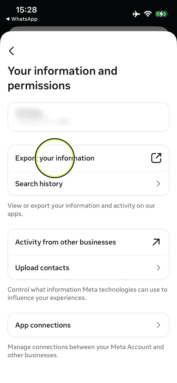 Auf „Deine Informationen exportieren“ tippen