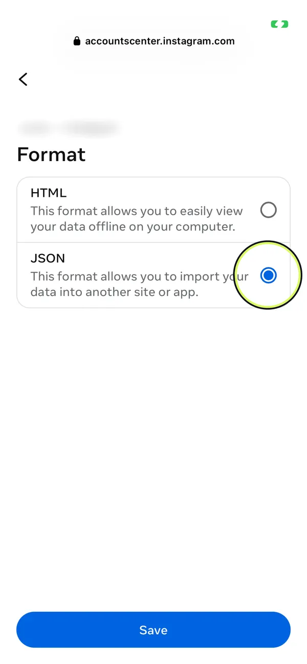 Format auf JSON stellen