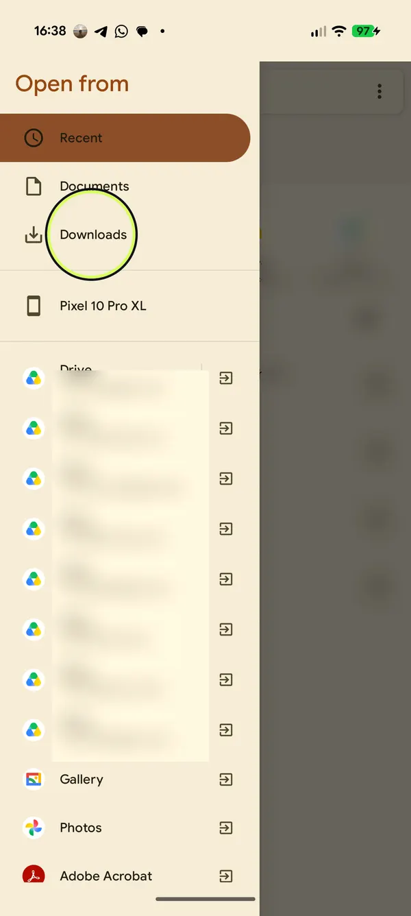 Drive oder Downloads öffnen