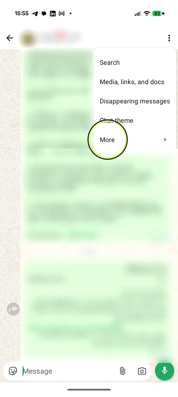 „Mehr“ und „Chat exportieren“